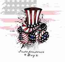 Free vector 4th july american independence day usa flag balloon with uncle sam hat