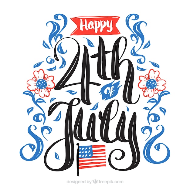 4th of july background with lettering