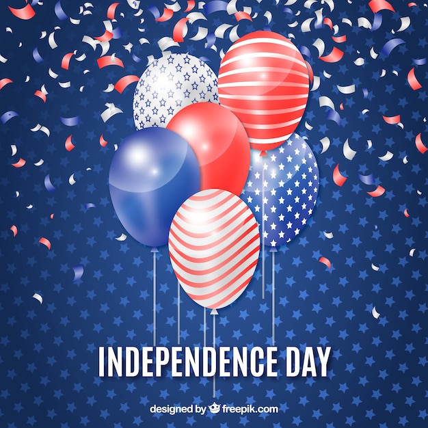 Free vector 4th of july balloons bunch with american colors