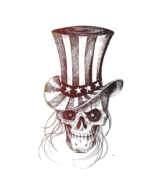 4th July Celebration Uncle Sam Hat with Scratch Devil Skull