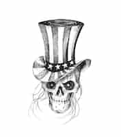 Free vector 4th july celebration uncle sam hat with scratch devil skull