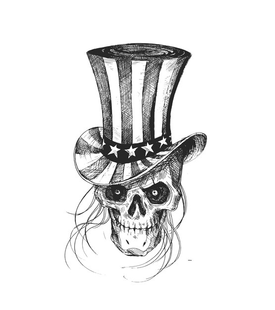 4th July Celebration Uncle Sam Hat with Scratch Devil Skull