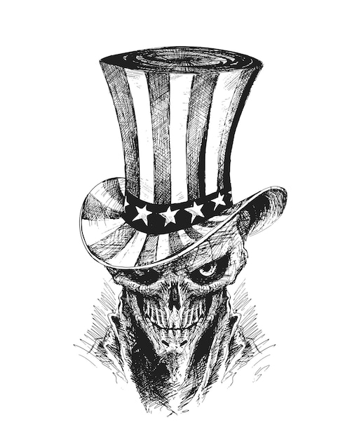 4th July Celebration Uncle Sam Hat with Scratch Devil Skull