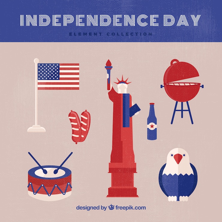 Free Vector 4th of july elements collection in flat style 