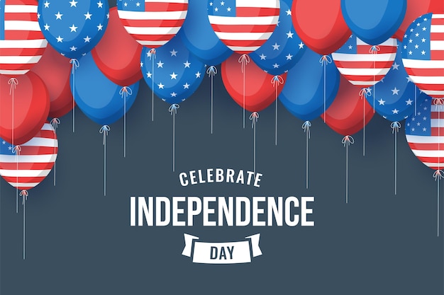 4th of july - independence day balloons background in flat design