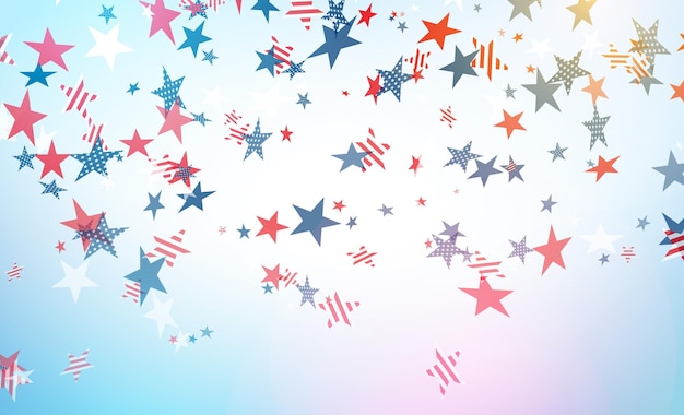 4 июля День независимости США Иллюстрация с падающим американским флагом в форме звезды