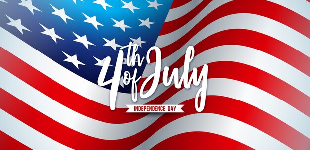 4th of July Independence Day of the USA Vector Background Illustration with American Flag