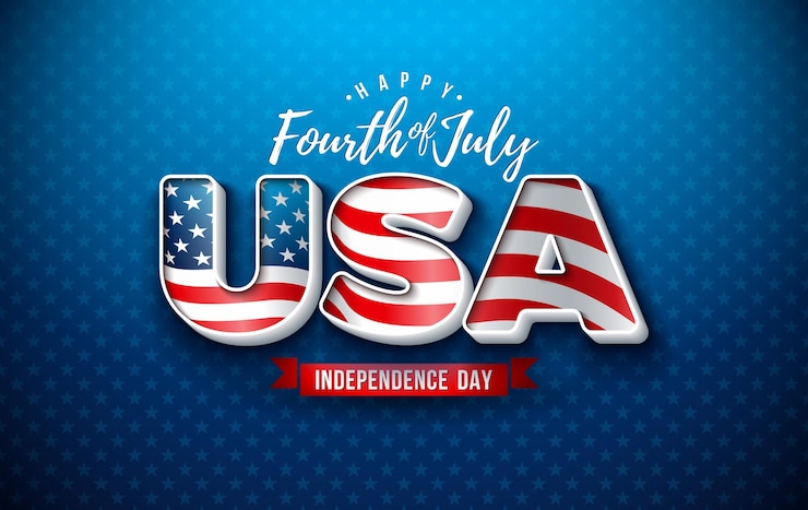 Free Vector 4th of july independence day of the usa vector illustration with american flag in 3d lettering