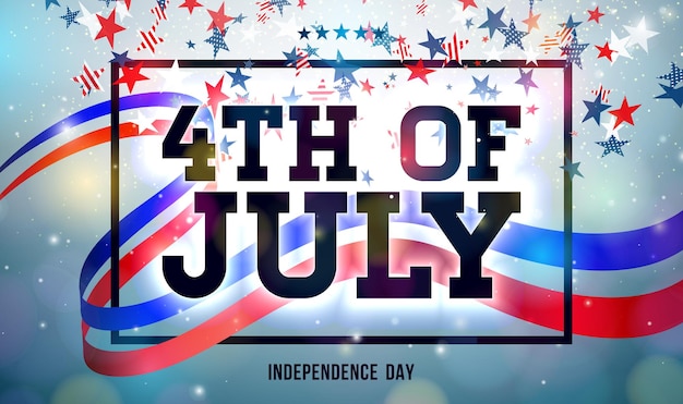 4th of July Independence Day of the USA Vector Illustration with Falling American Flag Star Shape