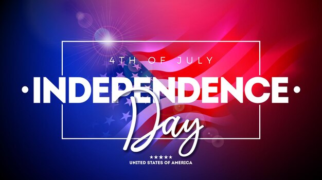 7월 4일 미국 국기와 타이포그래피 편지와 함께 미국 벡터 일러스트 레이 션의 독립 기념일