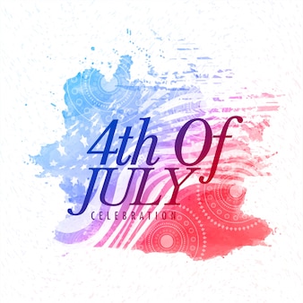 Disegno di testo del 4 luglio su sfondo astratto stile americano della bandiera per la celebrazione del giorno di indipendenza.