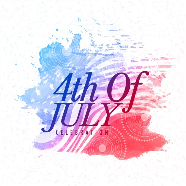  4th of July text design on abstract American Flag style background for Independence Day celebration. 