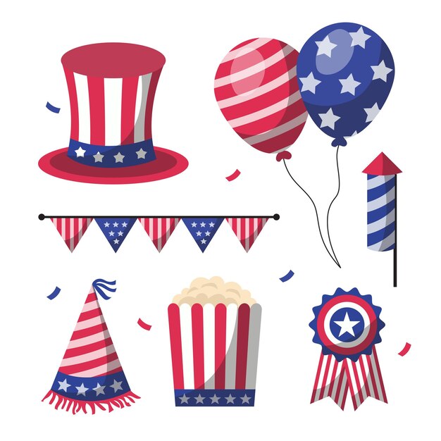 Free vector 4th of july united stated independence day greeting usable as greeting card banner website and printing