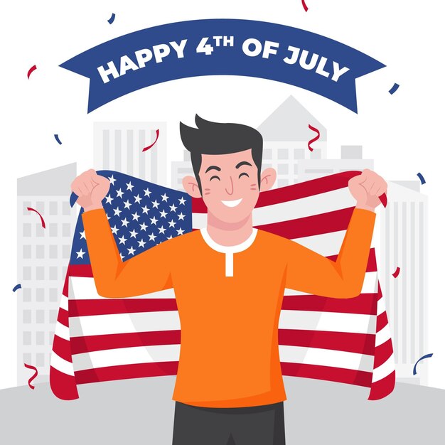Бесплатное векторное изображение 4 июля - иллюстрация дня независимости