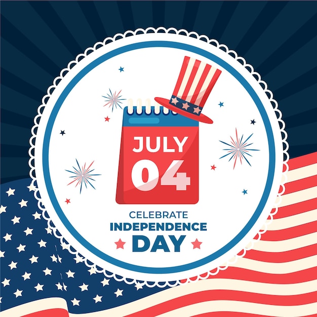 Бесплатное векторное изображение 4 июля - день независимости в плоском дизайне