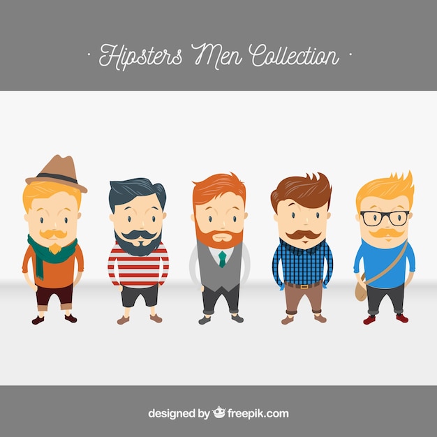 5 hipster characters, vector pack