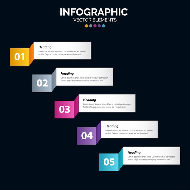 Бесплатное векторное изображение 5 вариант инфографическая диаграмма, годовой отчет, веб-дизайн, этапы или процессы бизнес-концепции