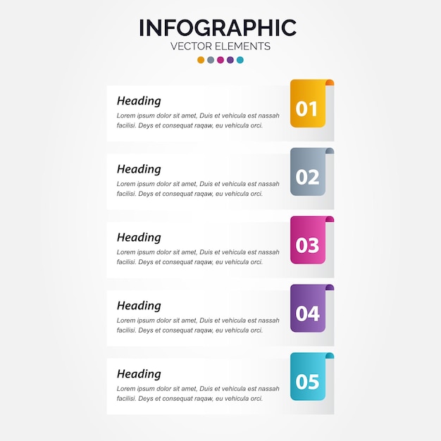 Free vector 5 step business vertical infographic template