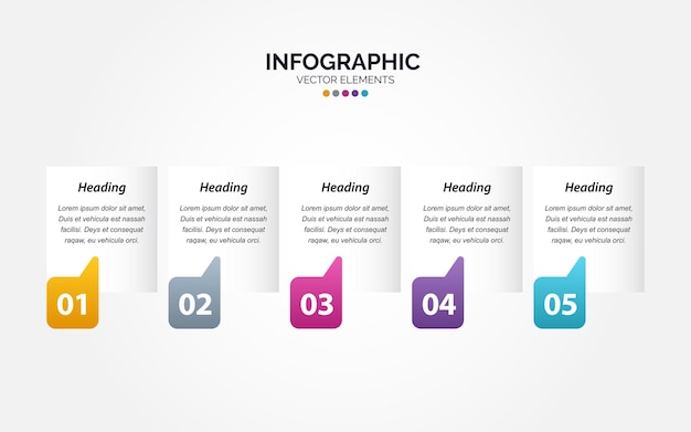 5 Step useful banners for Horizontal Infographic