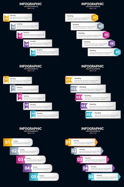 Free vector 5 steps cycle diagrams and timelines 6 infographics pack presentation vector slide template