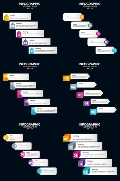 Free vector 5 steps cycle diagrams and timelines 6 infographics pack presentation vector slide template