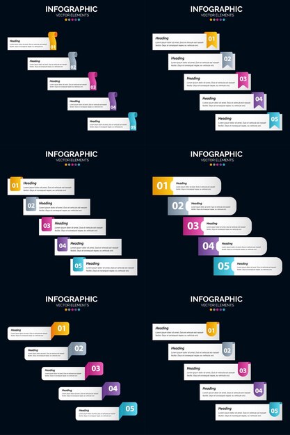 Free vector 5 steps cycle diagrams and timelines 6 infographics pack presentation vector slide template