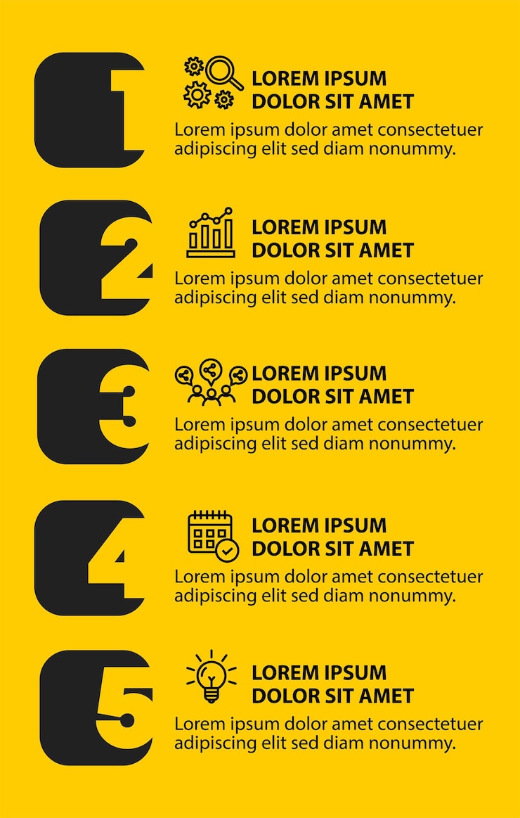 Free Vector 5 steps infographic flowchart design template