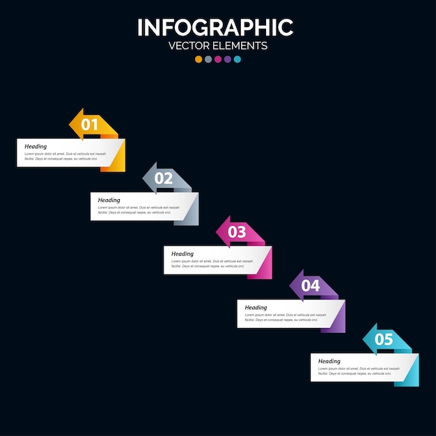 5 passaggi il vettore di progettazione infografica e il marketing possono essere utilizzati per il layout del flusso di lavoro