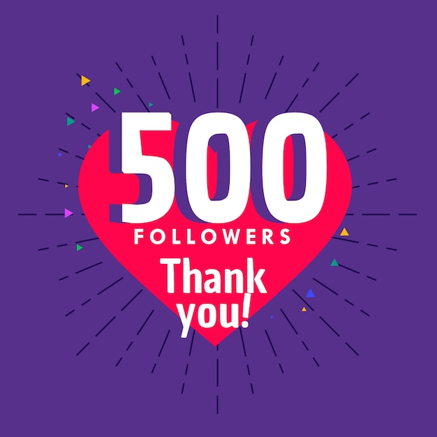 Free vector 500 followers design with heart