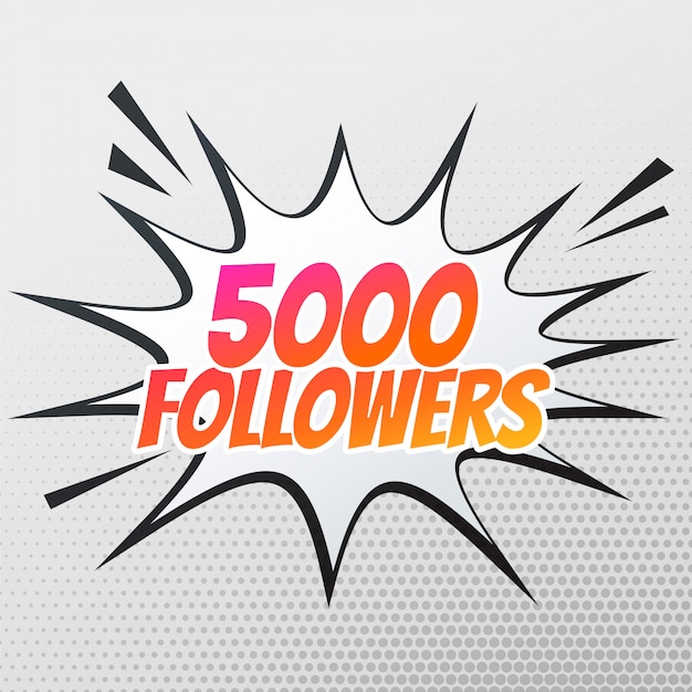 Free vector 5000 follower success template in comic style