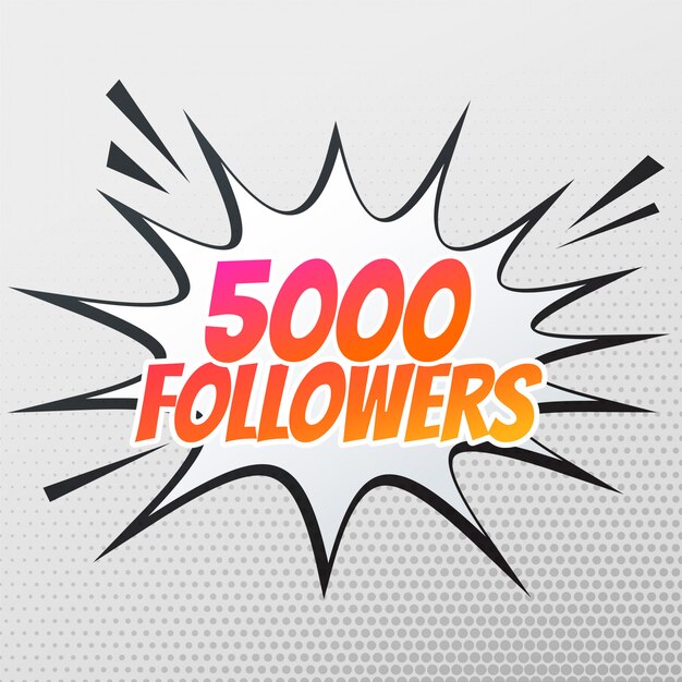 5000 follower success template in comic style