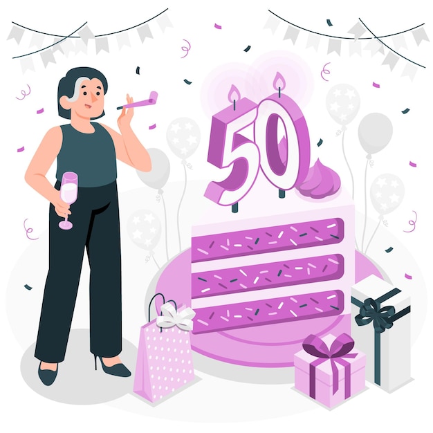 無料ベクター 50歳の誕生日のコンセプトイラスト