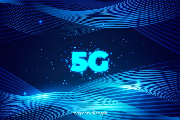 Free vector 5g concept background and curved lines