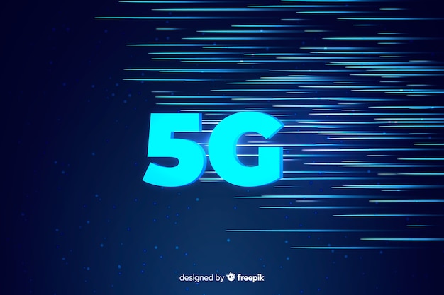 Vettore gratuito 5g concetto di fondo e linee luce velocità