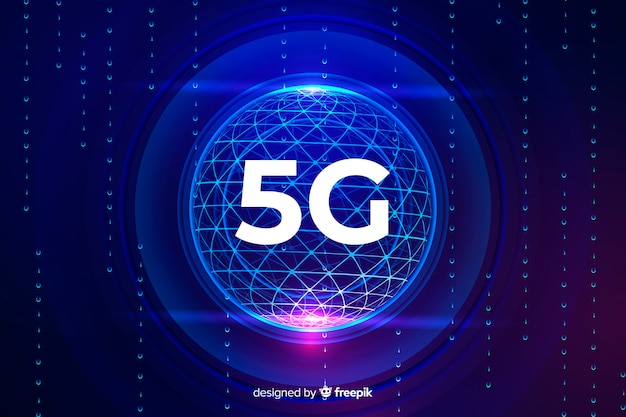 Vettore gratuito priorità bassa di concetto 5g in una sfera tecnologica