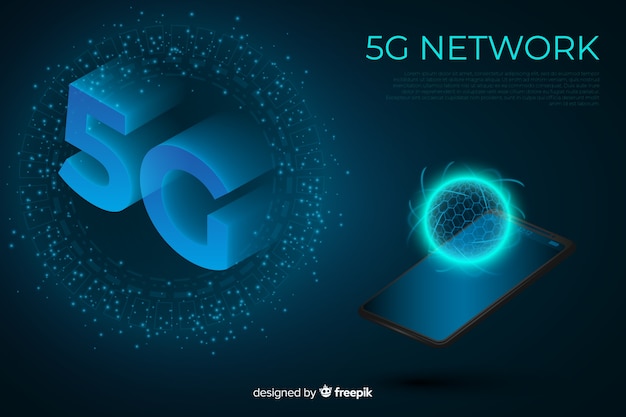 5g concept background with isometric design