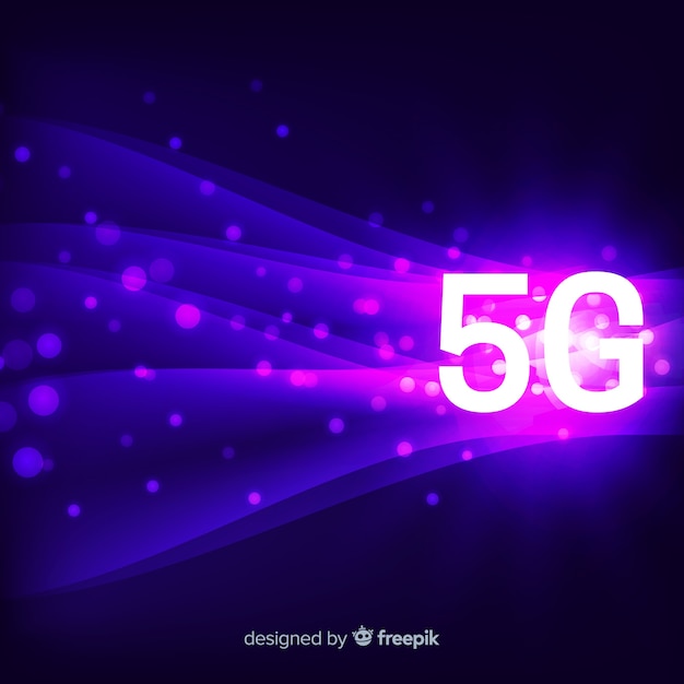 Vettore gratuito sfondo di concetto 5g con linee e punti