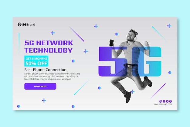 5g connection horizontal banner template