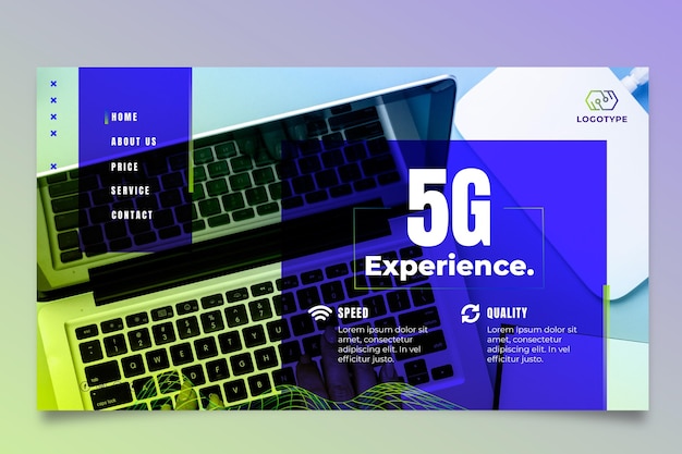 Бесплатное векторное изображение 5g шаблон целевой страницы instagram