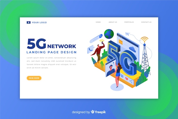 Free vector 5g internet landing page design