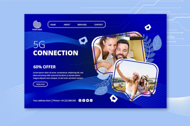 Free vector 5g landing page template