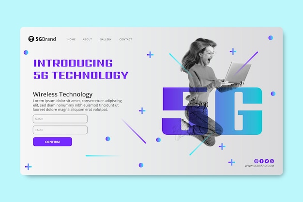 Free vector 5g landing page template