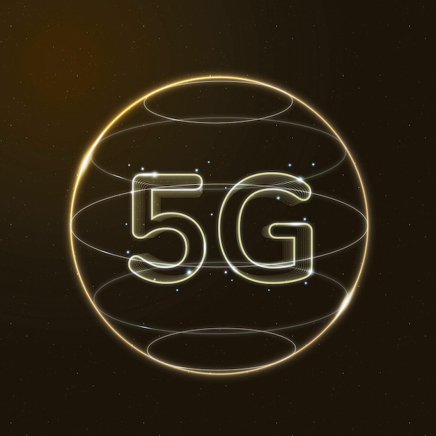 5g network technology icon vector in gold on gradient background