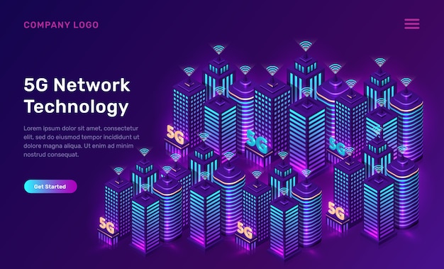 Free vector 5g network technology, isometric concept