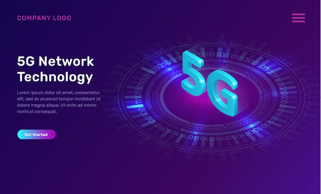 Сетевая технология 5G, изометрическая концепция