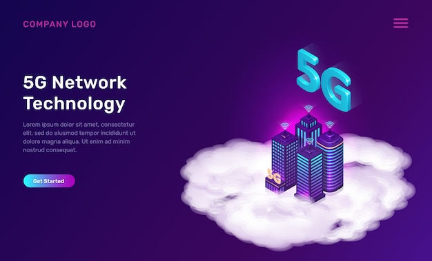 5G network technology, isometric concept