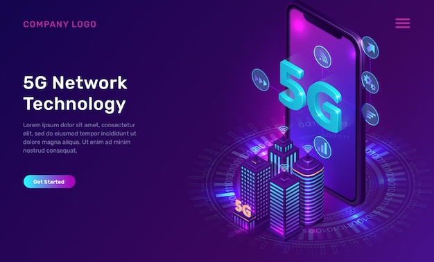 5g network technology, isometric concept