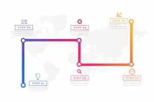 Free vector 6 step milestone route map layout with execution plan vector