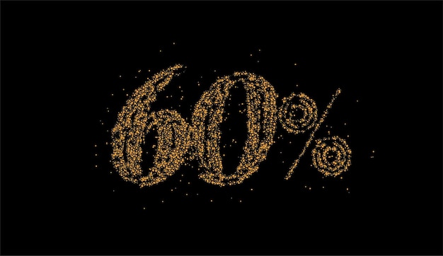 60% OFF Particle Sale Discount Banner. Discount offer price tag. Vector Modern Sticker Illustration.