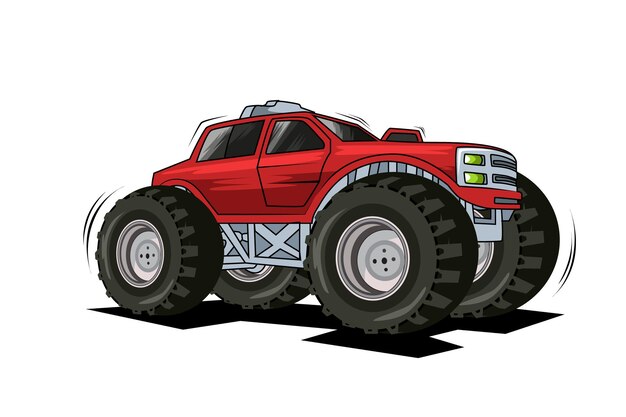大きな赤いモンスタートラック プレミアムベクター